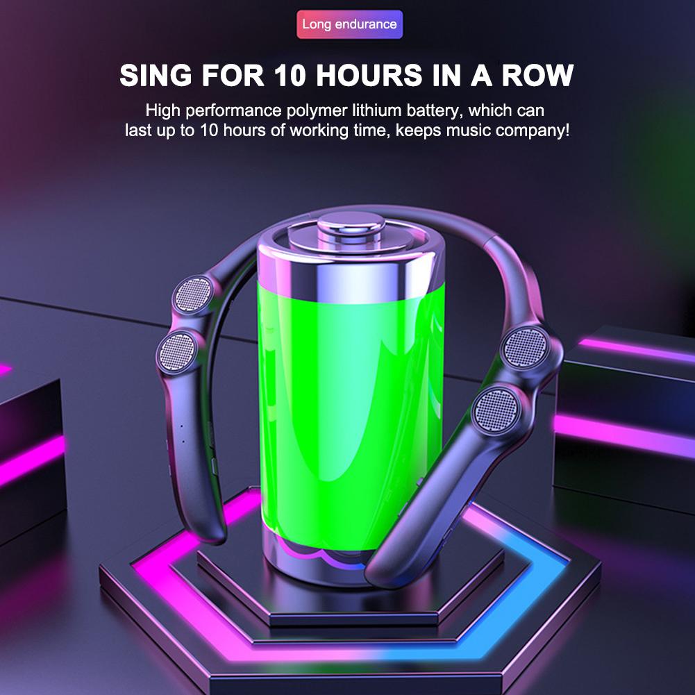 Wearable Bluetooth-compatible Speaker Hang Neck Wireless Stereo Bass Portable Subwoofer Sound Box 4 Speakers for Sports Game