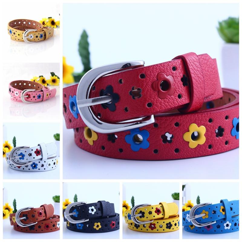 Kids Girls PU Faux Leather Waistband 4 Colors Pin Buckle Belt