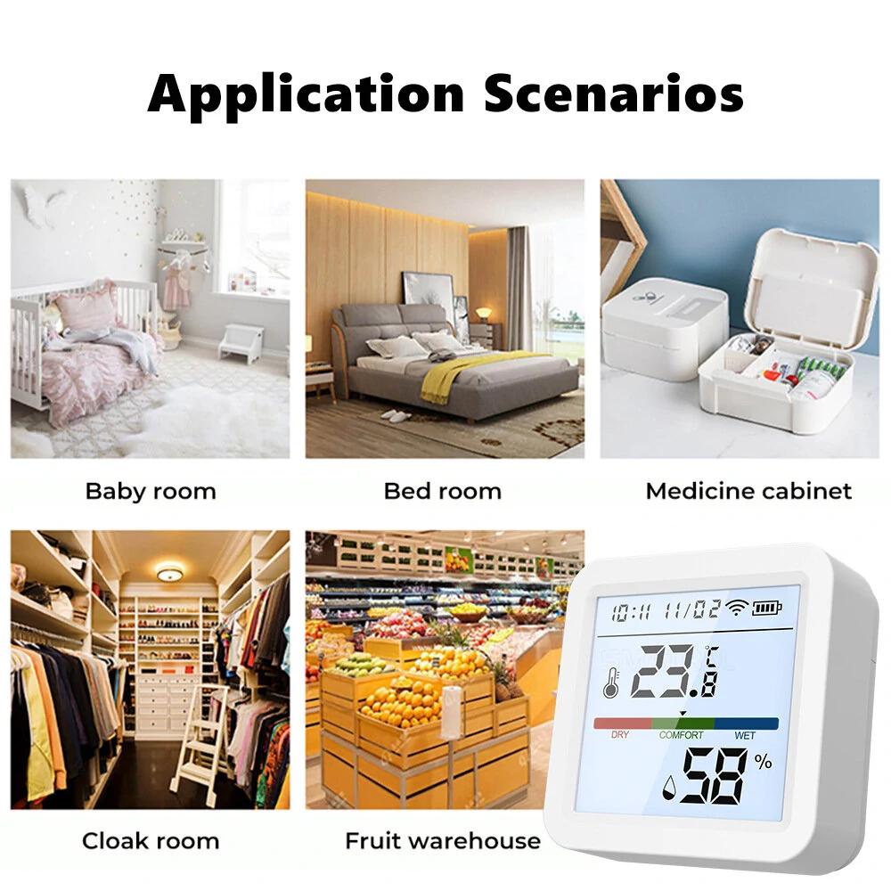 Smart Home Temperature Humidity Sensor with Backlight Hygrometer Thermometer Monitoring APP Control