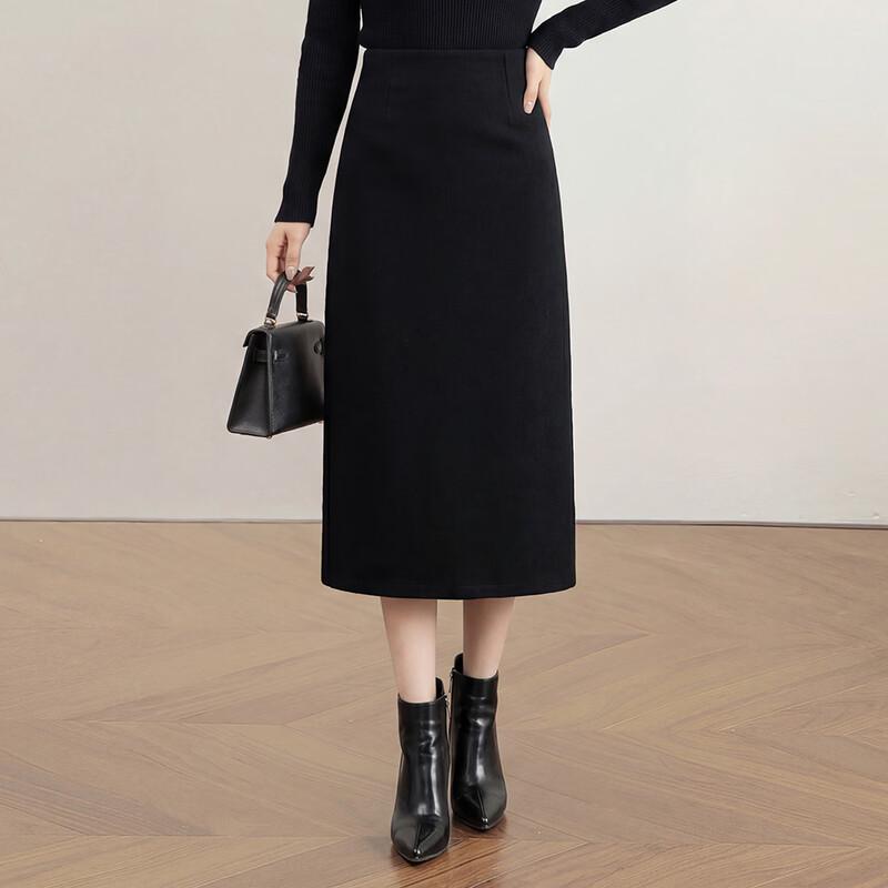 Women s Elegant High-Waist A-Line Midi Skirt L