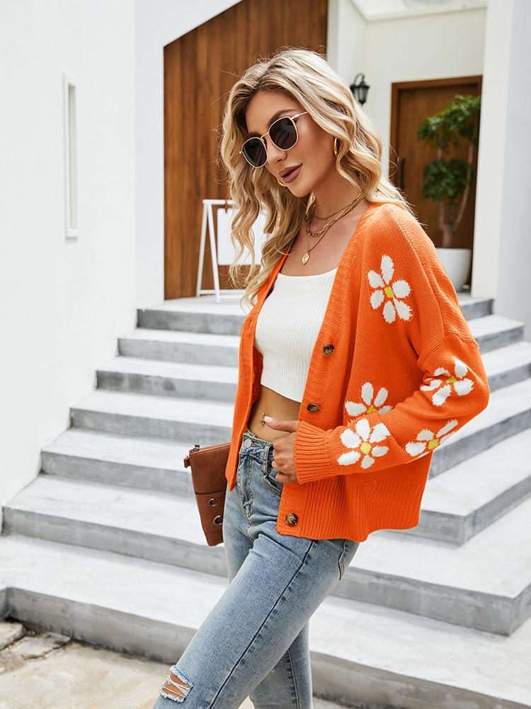 Autumn and winter ins style women's knitted cardigan jacket loose college style sweater cardigan