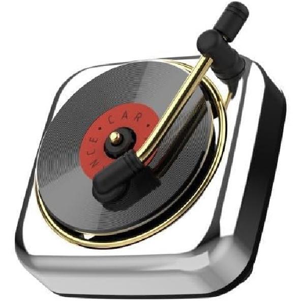 

Car Air Freshener in Retro Record Player Design, CD Decorative Diffuser with Rotating Mechanism, Vintage-Inspired Aroma Diffuser for Car Vent (Pink) срібний