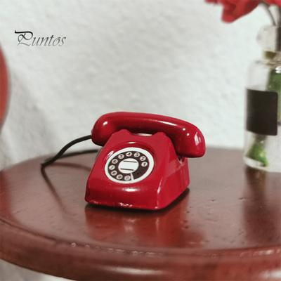Mini Telefon Modeli Bebek Evi Minyatür Retro Alaşım Sabit Hatlı Sabit Telefon 1/6 1/12 Ölçekli Bebek Evleri Dekoru için