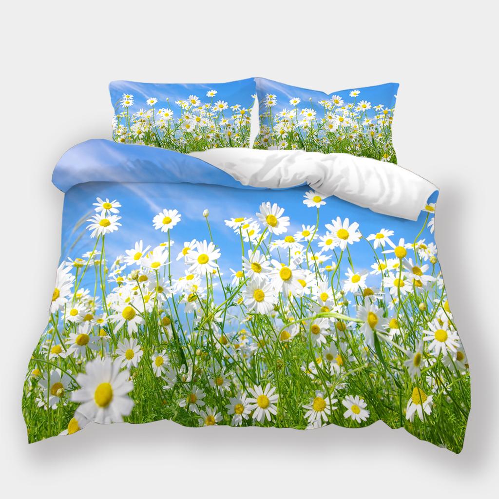 3D Printed Flower Bedding, Women's and Girls' Down Duvet Covers and Pillowcases, 2/3pc King Queen Bed Full-size Duvet Cover Gift