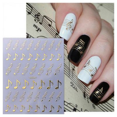 Music Note Nail Art Stickers Self-adhesive DIY Vintage English Letter Manicure Decoration Decals Women Nail Accessories for Home Salon
