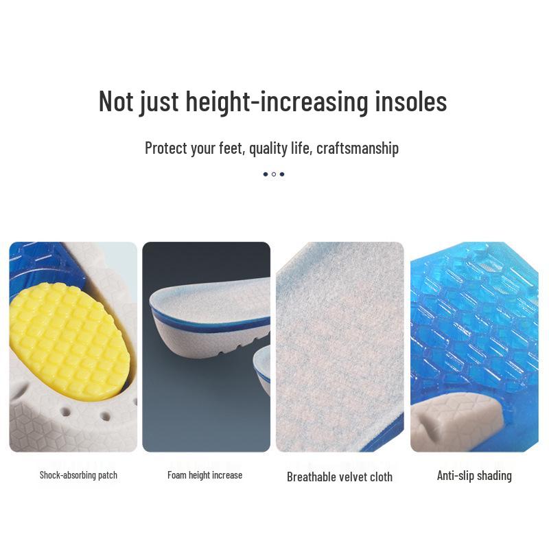 Three-Color Silicone Height-Increasing Insoles: Non-Slip, Elastic, Wear-Resistant, Shock-Absorbing Honeycomb Heel Pads