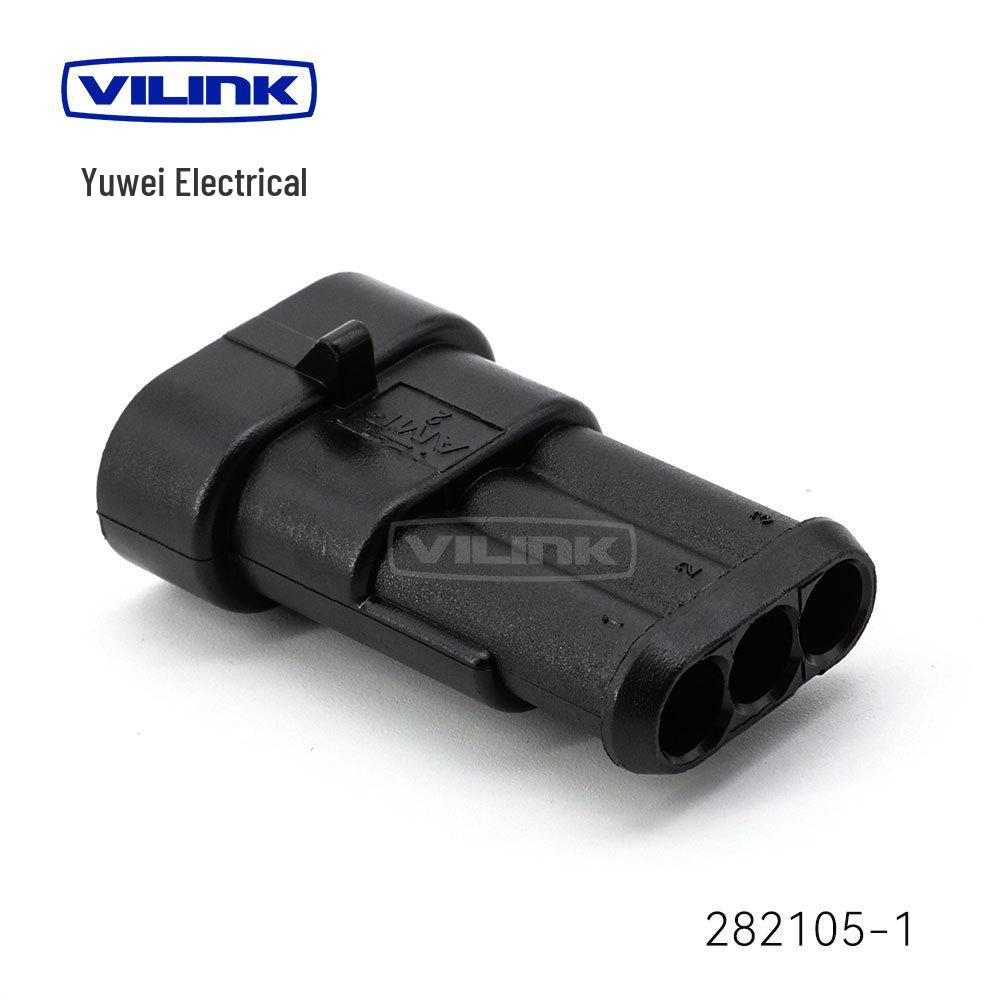 High-Quality AMP Automotive Waterproof Connector Pair for Quick Wire Connection (Male & Female), Model 282080-1.