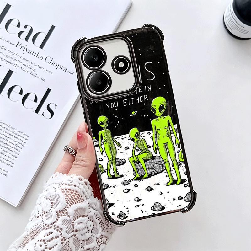 Funny Space UFO Alien Thing Soft Phone Case For Xiaomi Redmi Note 14 15 Pro Plus 13 12 11S 11T 5G 10 9S 9 Plating Anti-Fall Fund