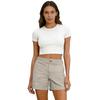 Women's Soft Cotton Linen Shorts Pockets Soft  Button Closure No Zipper Slim Fit Shorts