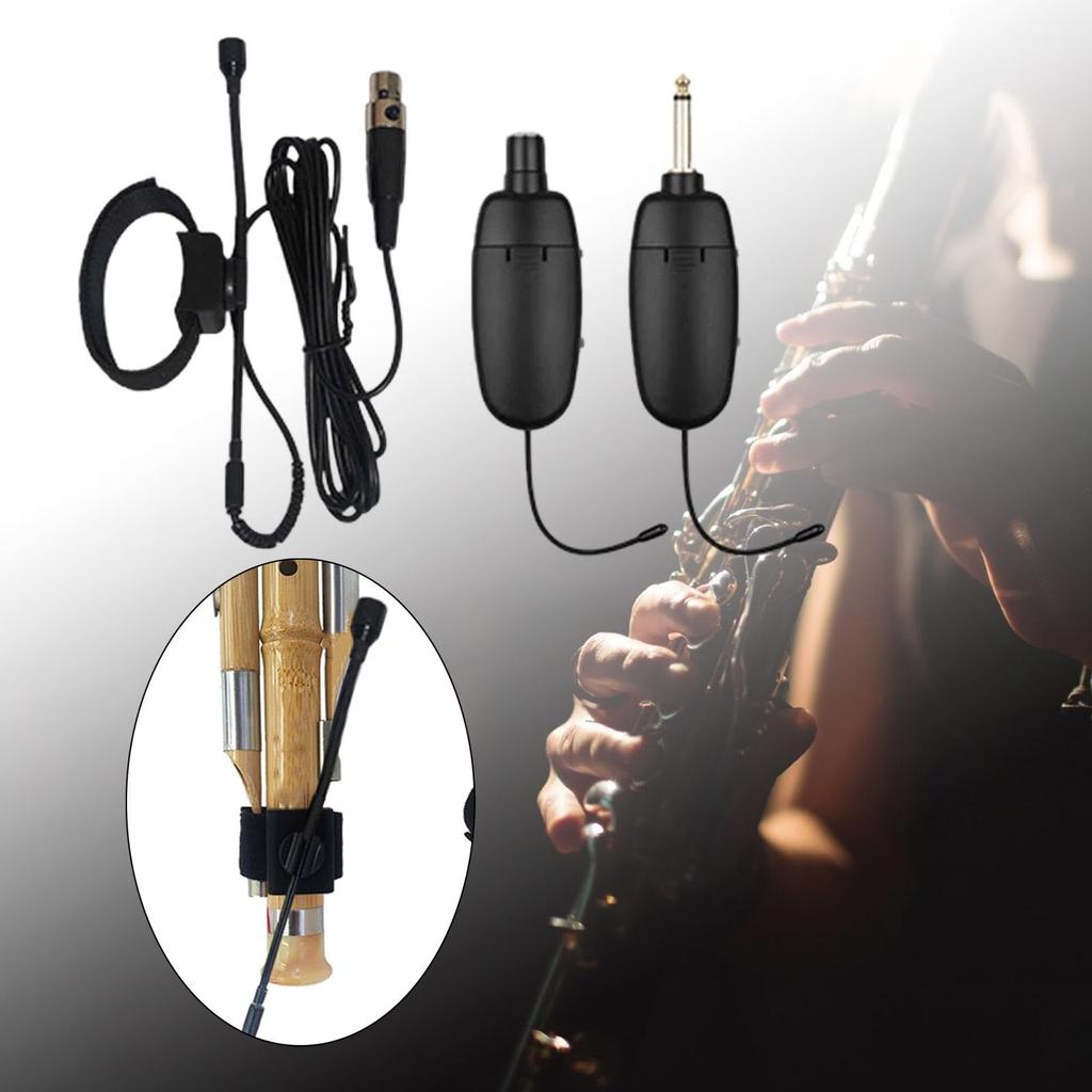 Hellery Flute Microphone Condenser Clip-On Instrument Microphone 3-Pin XLR Windproof Dustproof Wired Live Streaming Studio Recording Concert