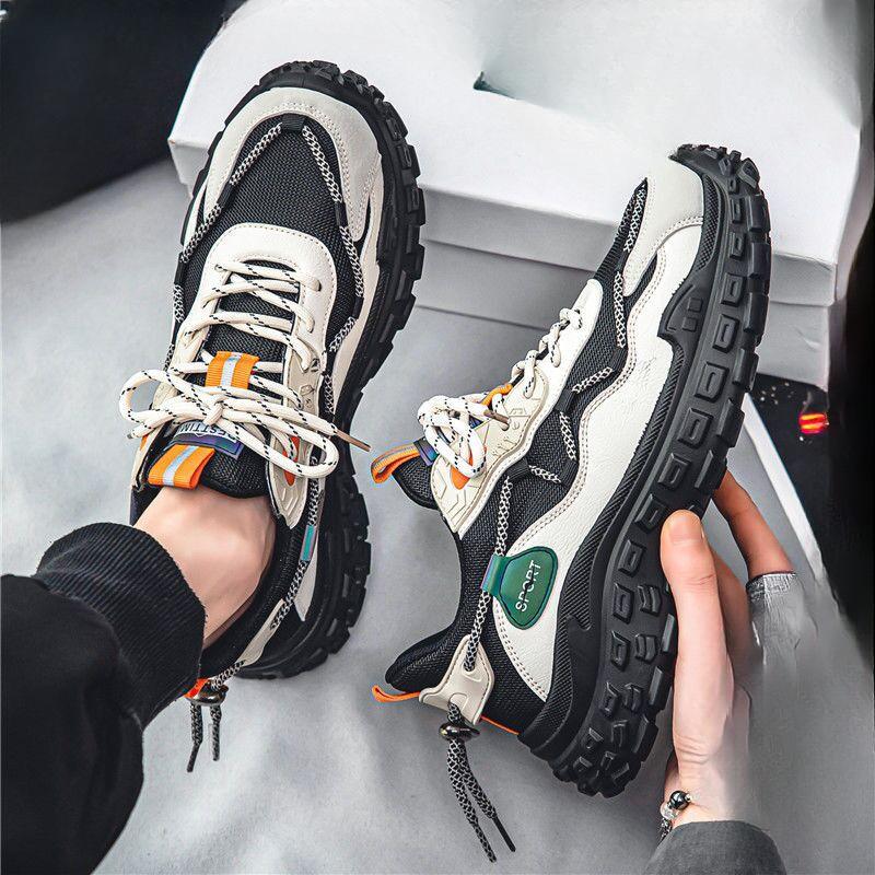 New Breathable Mesh Sports Shoes for Men, Trendy and Versatile, Thick Soled Anti Slip Dad Shoes, Trendy Shoes