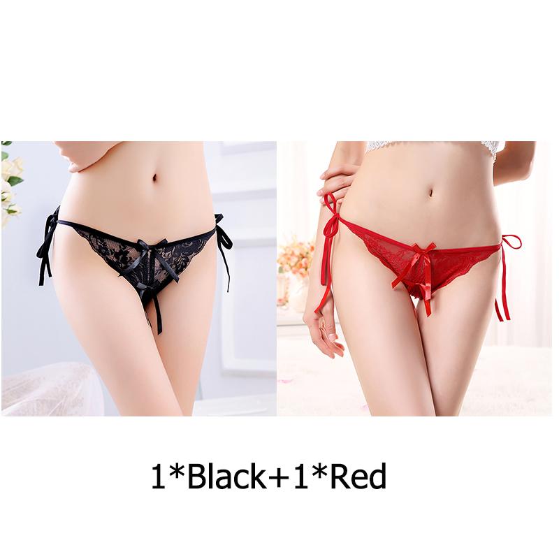 Sexy G-string T Panties Female Underwear Lace Thongs Women's Pants Sexy Pearl panties Erotic Women Crotchless panties plus size
