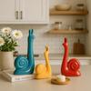 Moderne Lucky Snail Family Keramiske statuer for hjemmeinnredning (Pakke med 3, flerfarget)