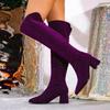 Fashion Liyke Runway Catwalk Fashion Sequined Thigh High Boots Women Purple Pointed Toe Zip Over The Knee Shoes Autumn Winter Low Heels