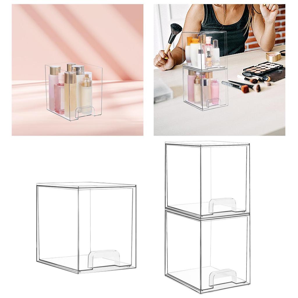 Make-up-Aufbewahrungsbox Make-up-Organizer mit Deckel Stabile stapelbare Mehrzweck-Tischbox für Arbeitsplatte Schminktisch Wohnzimmer
