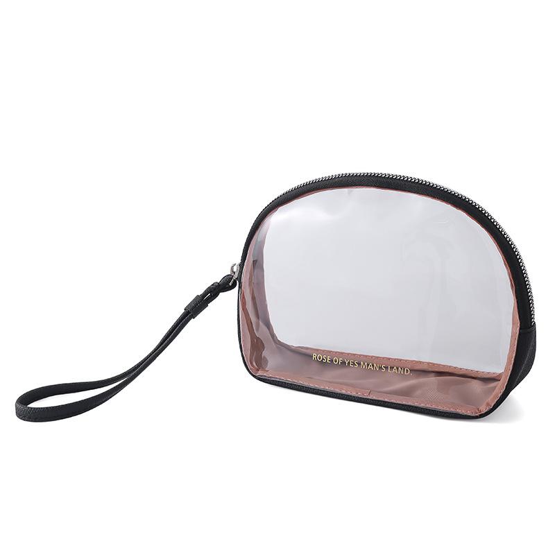 2025 New Model, Portable, Transparent, Semi-circular Makeup Bag, PVC Material, Cosmetics Storage Bag, Waterproof Travel Wash Bag