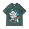 275 GSM Washed T-shirts 100% Cotton Frieren V5 Print Unisex Heavy Cotton T Shirt