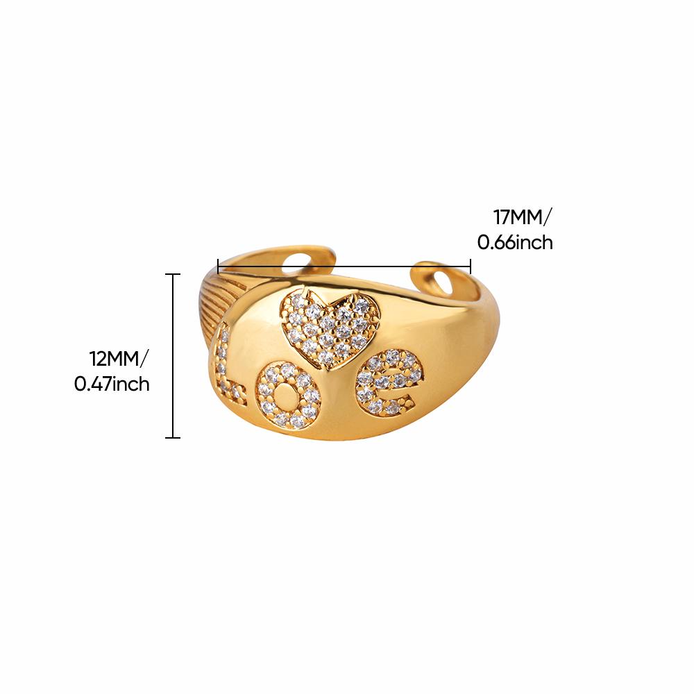 

Luxury Zircon LOVE Heart Rings For Women Stainless Steel Gold Color Adjustable Ring Elegant Wedding Zircon Gifts 2024 Trend