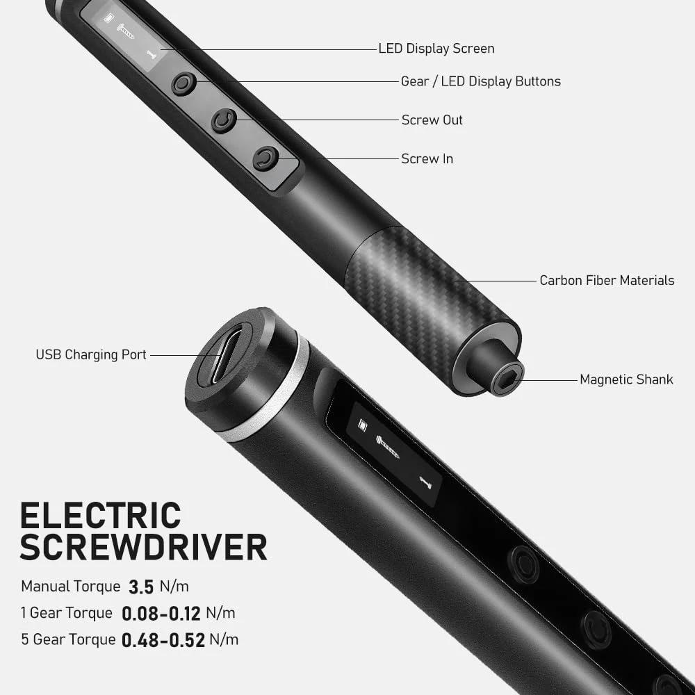 71 In 1 Manual/Electric Precision Screwdriver Set Cordless 48 Magnetic Bits Phillips LED5Torque 0.52N PC Phone Repair Kit Tool