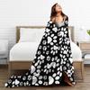Black and white dog paws Printed Blanket for Sofa Bed Travel Camping Living Room Office Conditioning Blanket