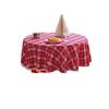 Christmas Snowflake Plaid Tablecloth Cotton Linen Blend Table Cover With Pom Poms Holiday Dining