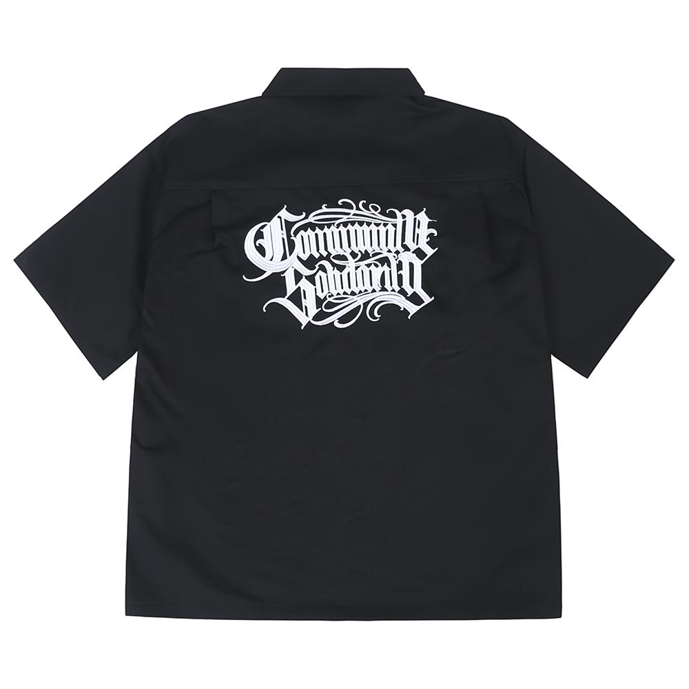 

VibeStreet Harajuku Lapel Letter Print Short Sleeve Casual Summer Shirts Retro Hip Hop Baggy Unisex Clothing Oversized Loose Tops XL чорний