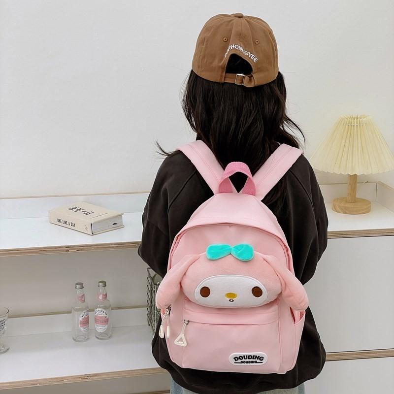 Kuromi Hello Kitty Melody Cinnamoroll Plush Toy Kids Backpack With Breathable Nylon For Kindergarten Children