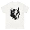 Wolf Headphones T Shirt Howling Dripping Ink Vintage Grunge Style Vintage Fashion Designer Clothes Graphic Stretched