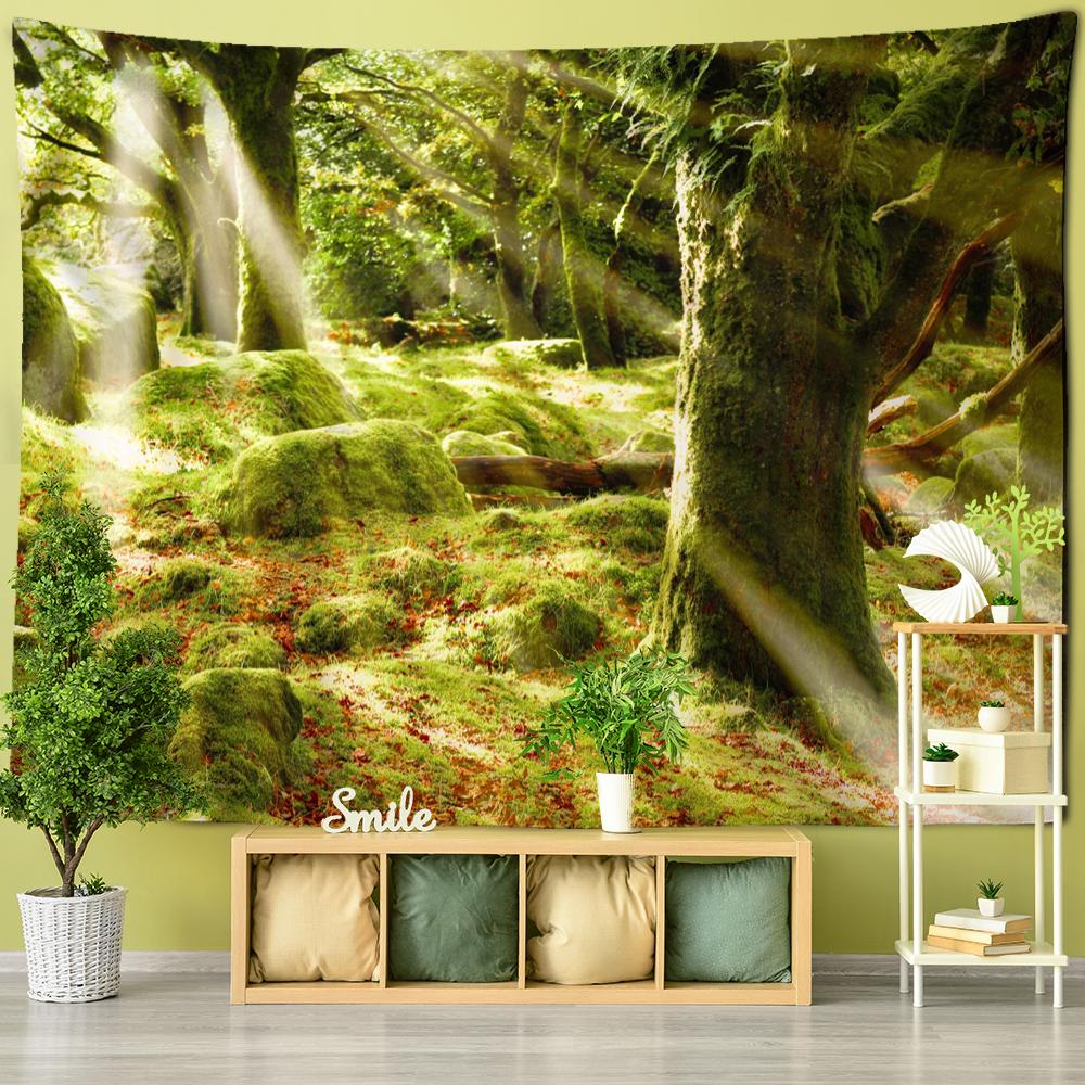 Schnee Berg Wald Ölgemälde Wandteppich Hängen Hippie Bohemian Psychedelic Tapiz Zimmer Wohnzimmer Dekor