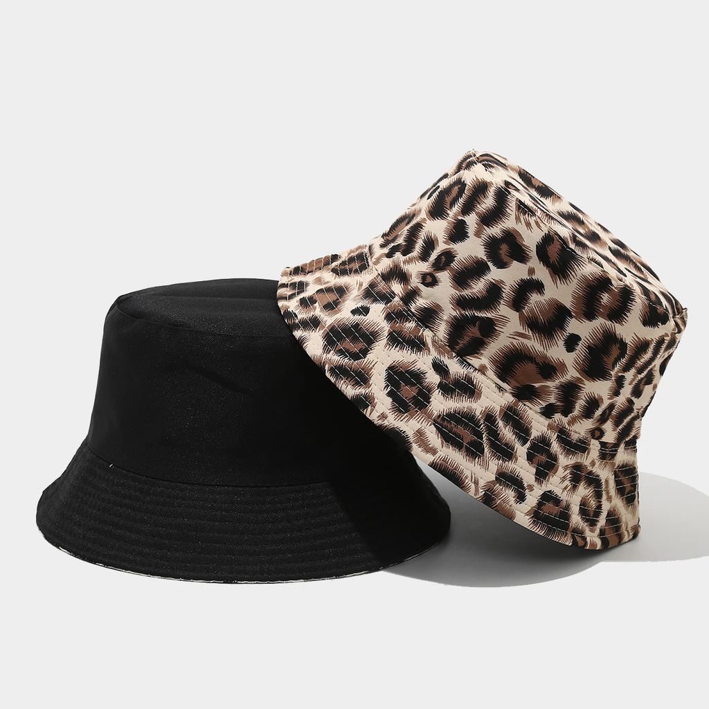 Spring new leopard print pattern double-sided basin hat women's tide outdoor fashion sunscreen visor couple casual bucket hat