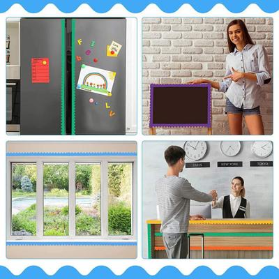 1 Roll Classroom Bulletin Board Border Stickers Colored Wavy Edge Bulletin Board Border Decorative Paper Classroom Home Party DIY Decoration