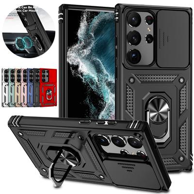 For Samsung Galaxy S23 Ultra 5G Case Slider Camera Armor Car Holder Ring Phone Case For Samsung S23 + Plus S 23 Ultra Back Cover