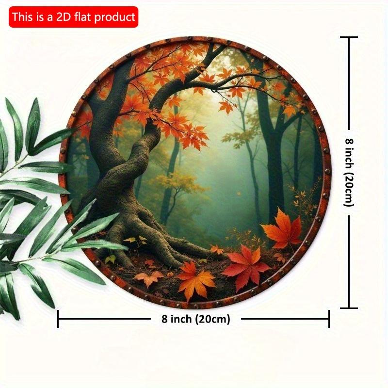 2d Flat 20*20cm Wooden Forest Leaf Wooden Wall Art, Retro Style Home Decor, with Vibrant Autumn Leaf Design, Perfect for Porch, Living Room, Bedroom