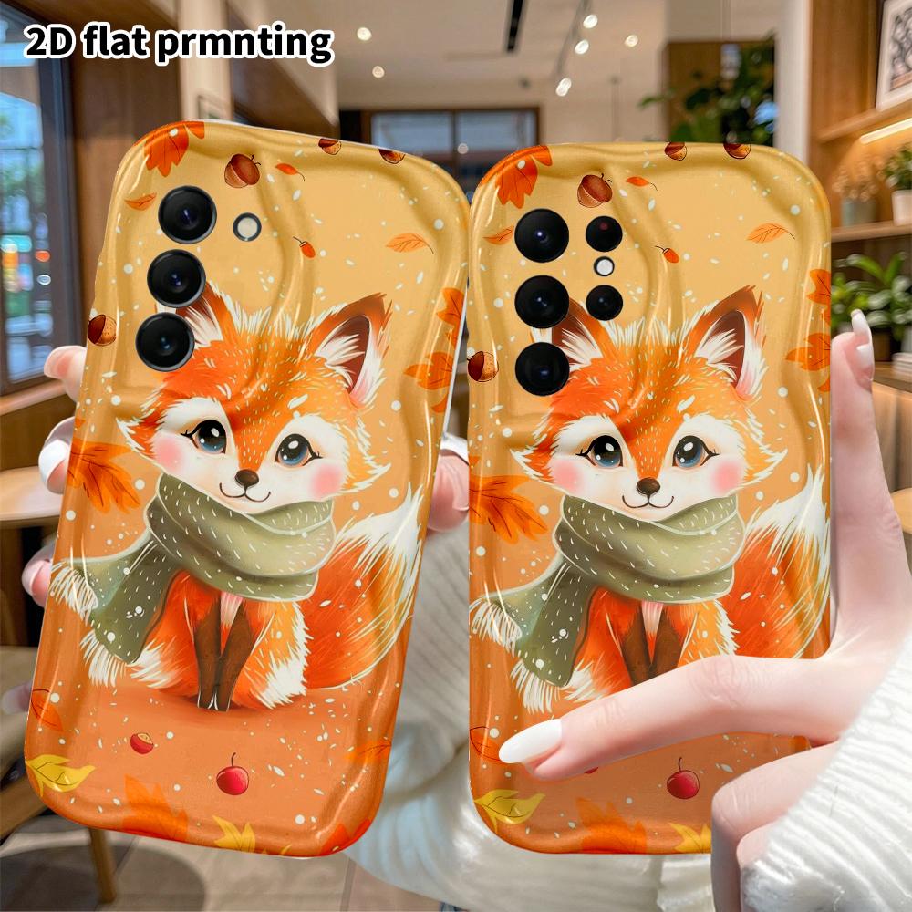 Phone Case: 2D flat, suitable for Samsung Galaxy A34 A35 M05 M06 S20 S22 S21 FE Plus 5G protective cases, fox wearing a scarf, perfect Christmas and H