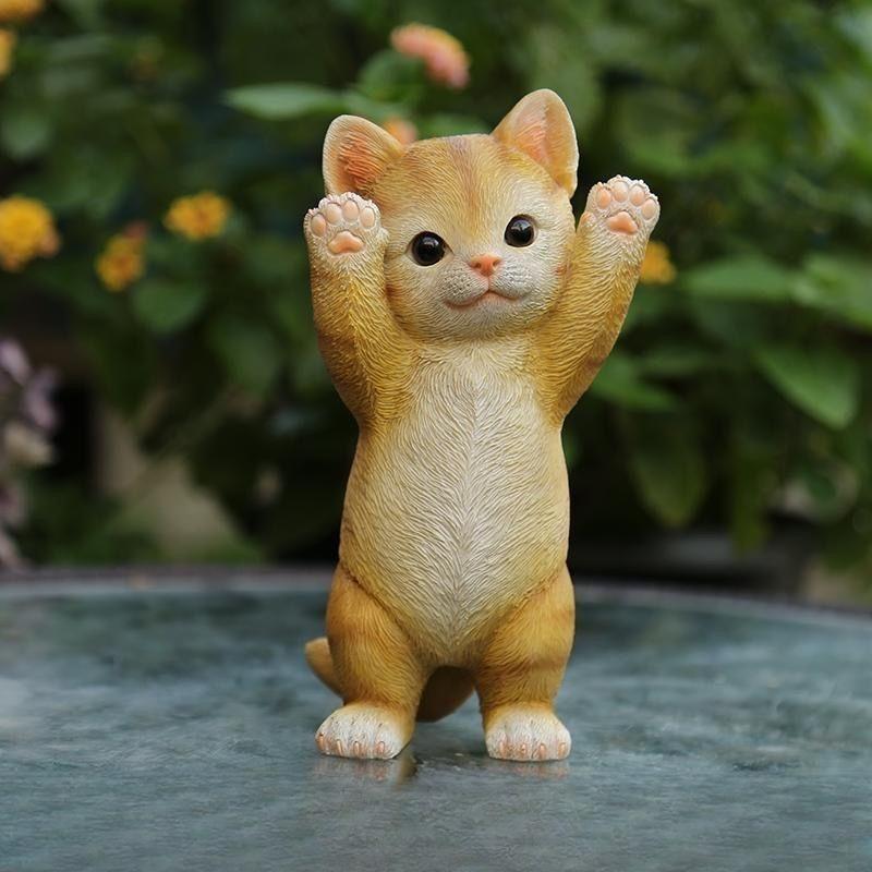Cute Cat Figurine Anxiety Relief Desktop Decoration Office Stress Relief Ornament Home Decor Animal Statue Resin Kitty Sculpture