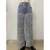 VIONA Women Sequins Tassel Wide Leg Blue Denim Pants Streetwear Party Vintage High Waist Jeans Trousers
