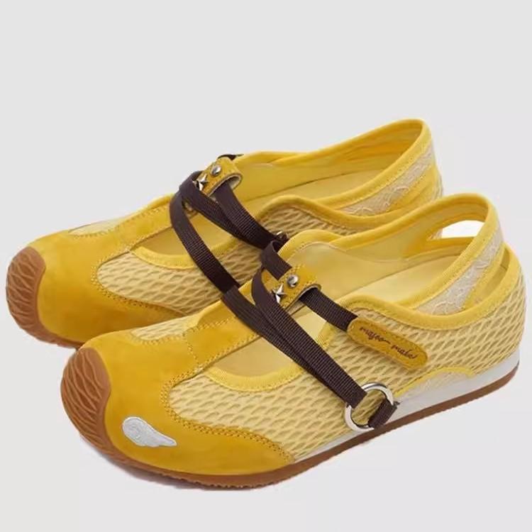 "Ruoji" Skittles~ Ballet Mary Jane Single Shoes Mesh Surface Summer New Thick-soled Forrest Training Shoes Women's Models