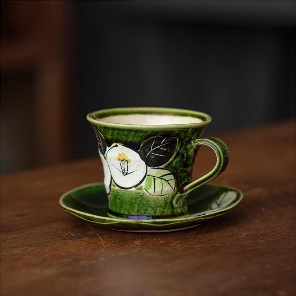 Coffee Set Retro Cherry Blossom Tea  Set Japanese Home Coffee Ceramic  High-end  Home 200ml Coffee Mug(B)