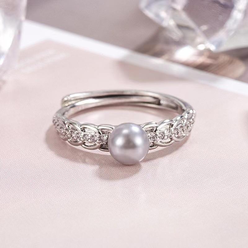 

Кольцо с жемчугом из пшеничного колоса и цирконием, изысканное, легкое, роскошное, в античном стиле, с нишевым дизайном, регулируемое, на указательный палец opening adjustable