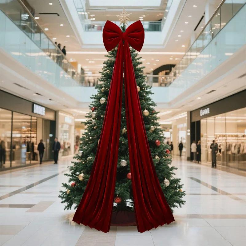 Velvet Bows Knot Xmas Tree Decor 1PC Christmas Decorative Super Large Bow Pendant Front Doors Outdoor Activities Party DIY