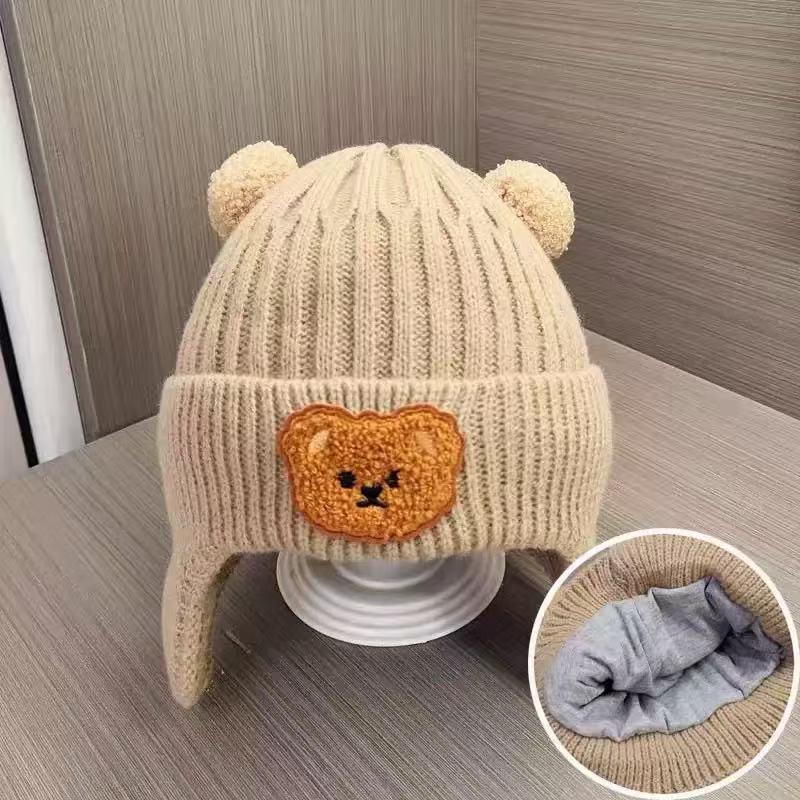 Korean Style Cozy Knit Wool Baby Hat with Ear Protection for Boys & Girls - Winter Windproof & Warm