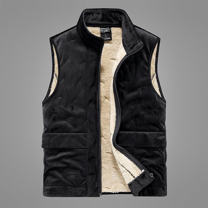 

Men s 2023 Winter Lambskin Plush Vest - Warm Waistcoat Jacket L чорний