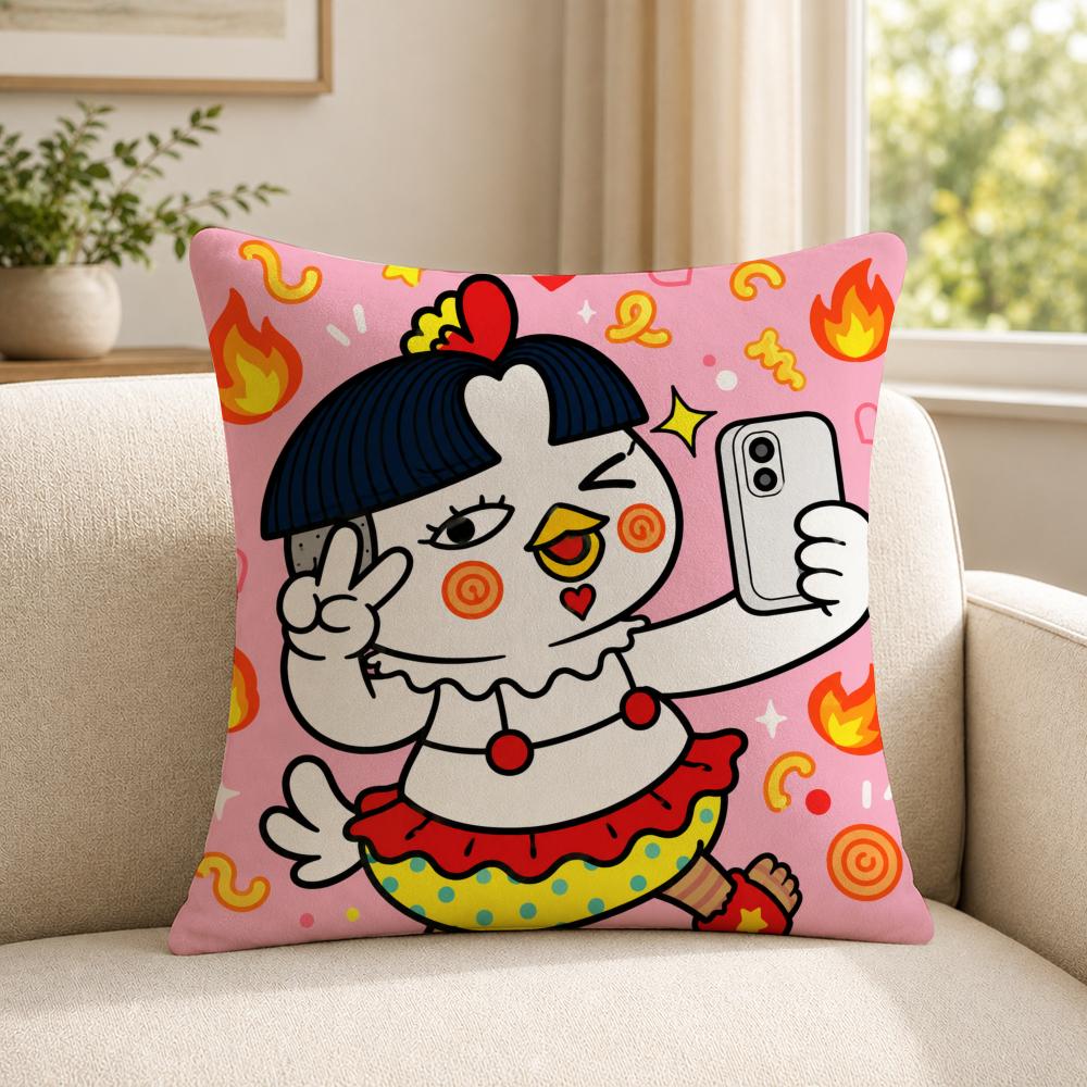 Food SSamyang BBuldak Cushion Cover Soft Short Plush SkinFriendly Cushion Case for MultiScene Use