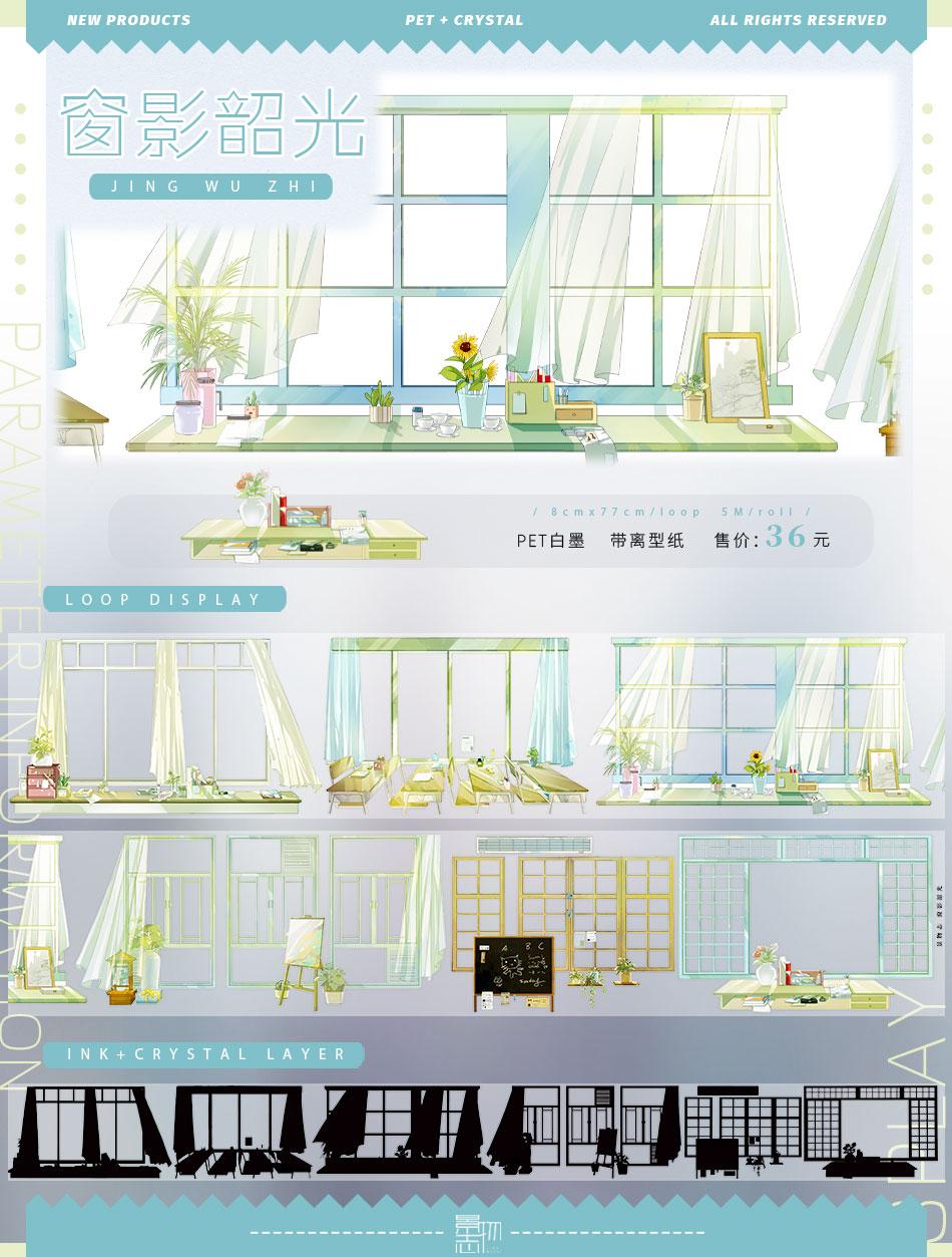 Hot Selling Scenic Journal Collage City Landscape Pet Washi Tape Roll