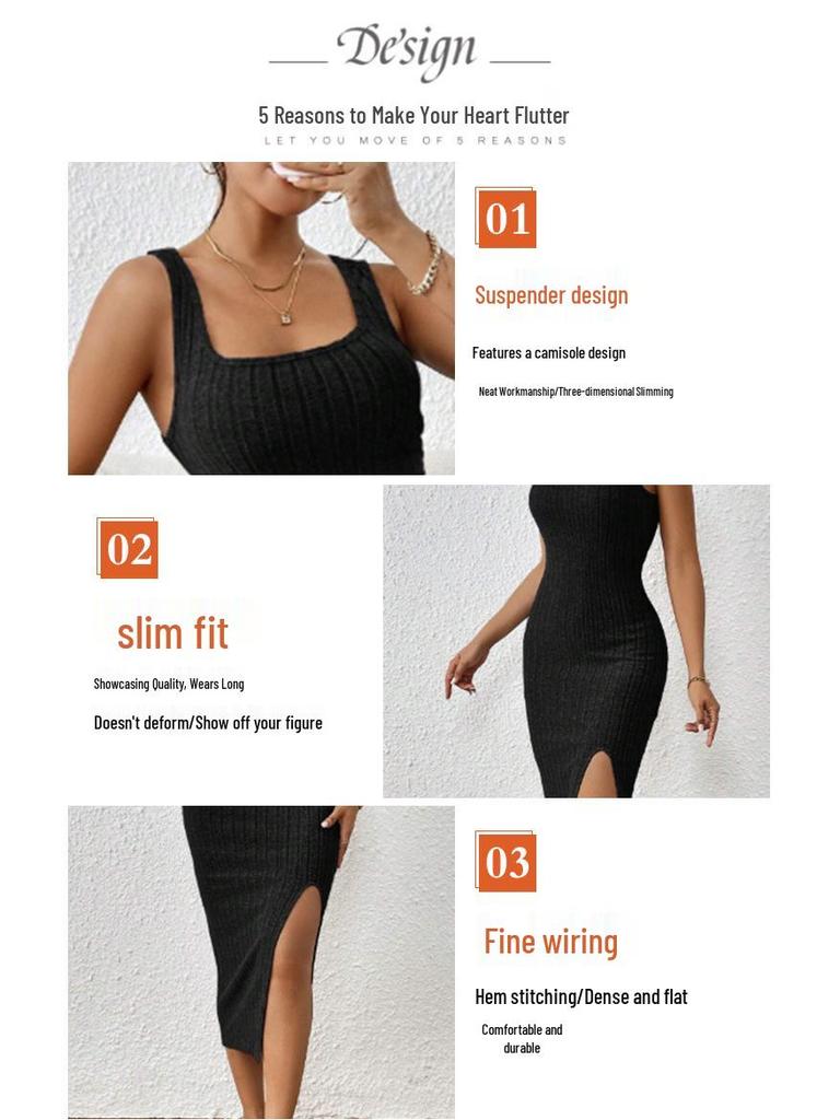 Waist-Hugging Bodycon Sleeveless Tank Top Dress - European & American Style Spring/Summer Long Dress