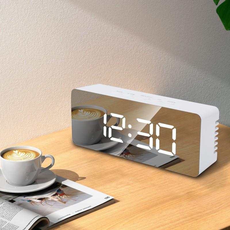 Ins Style Simple and Fashionable LED Alarm Clock Multi-functional Electronic Mirror Clock Student-specific Digital Clock Bedroom Time