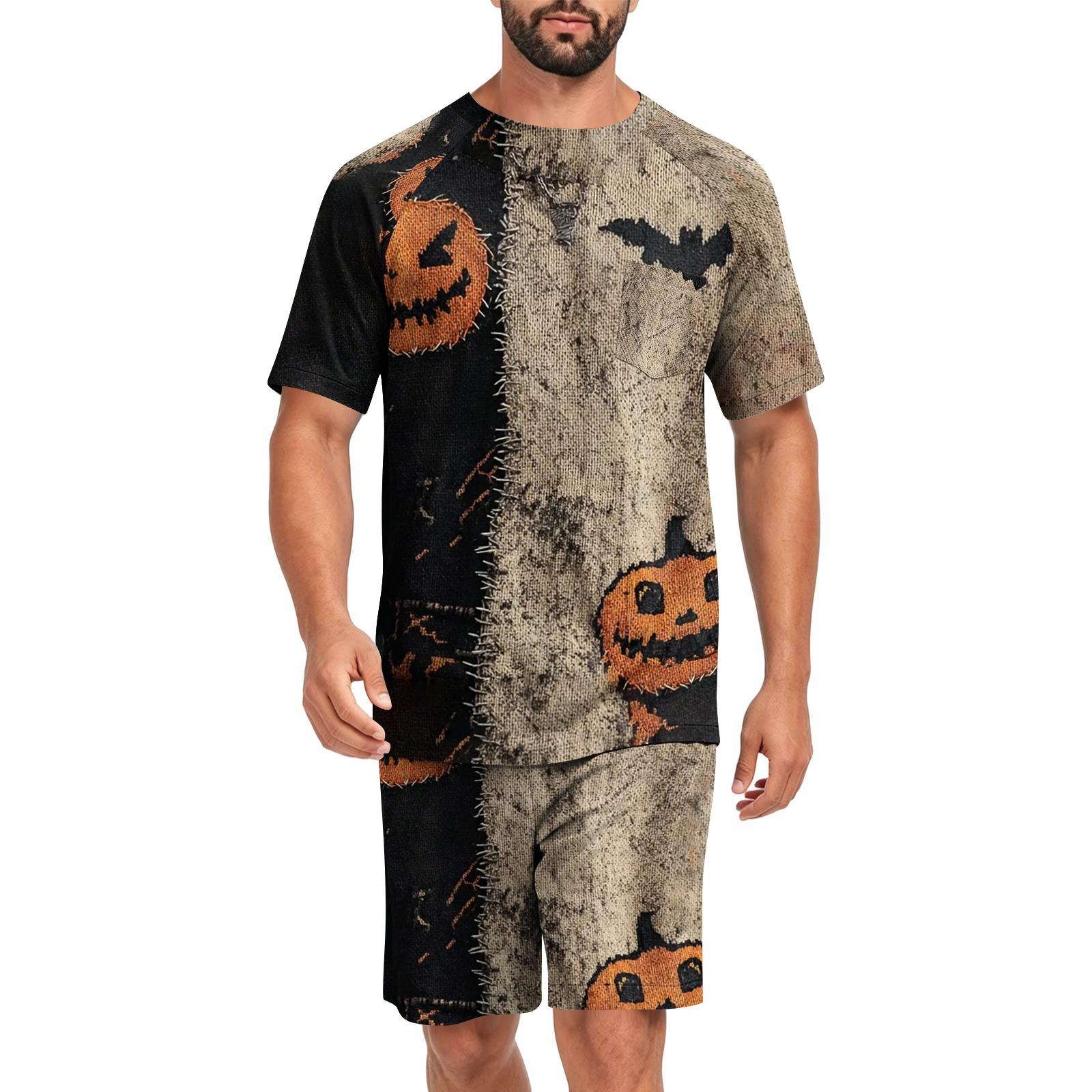 Men s Halloween Pajama Set, Casual Set with Top and Pants, Long Sleeve Sleepwear XXL белый