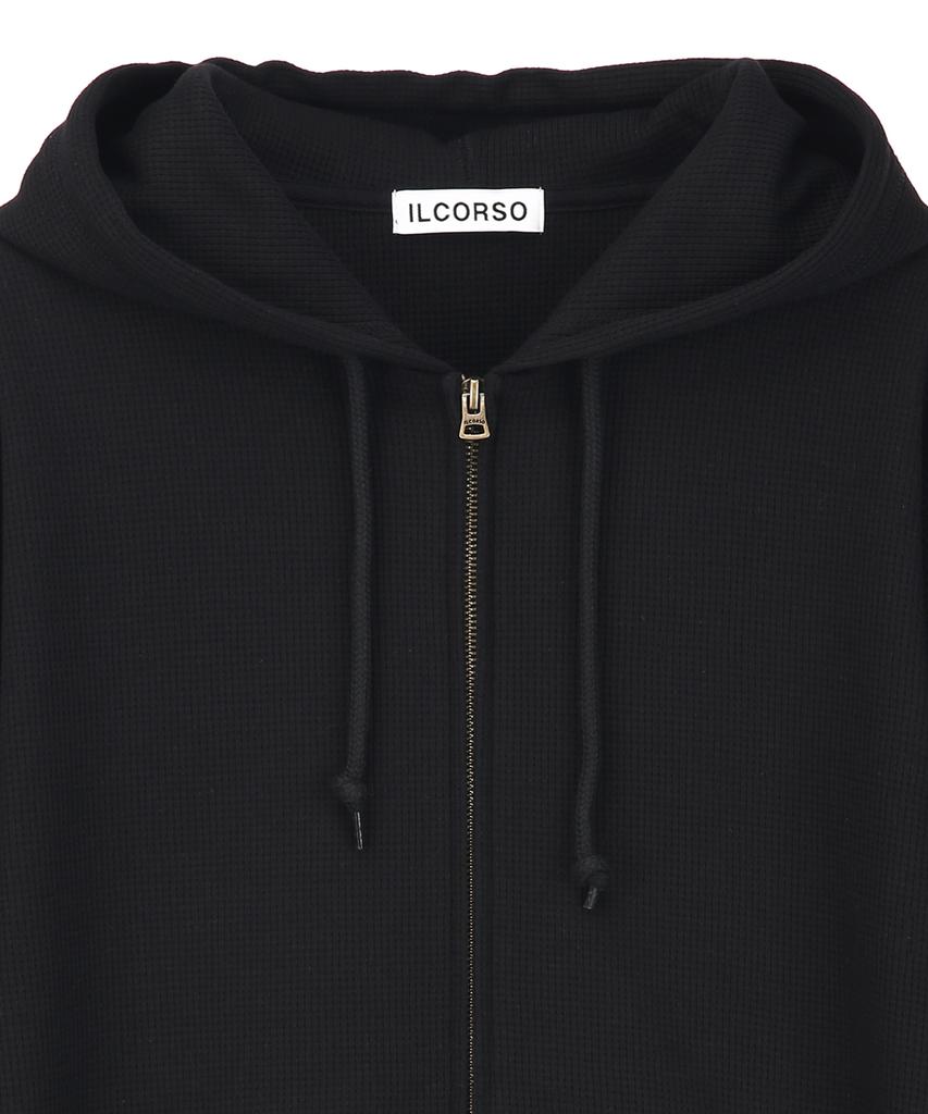 Il Corso Core Waffle Zip-Up Hoodie Black