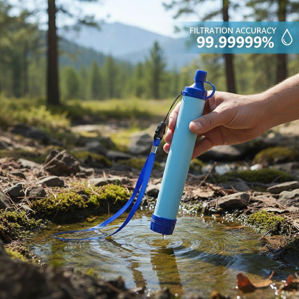 Portable Outdoor Water Filter With Technology For Emergency Survival And Camping Use