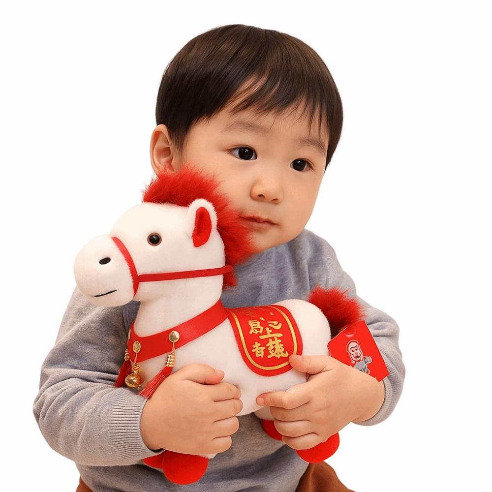 Chinese Style Horse Mascot Stuffed Animal PP Cotton Chinese Horse Plush Doll  Festive Decor